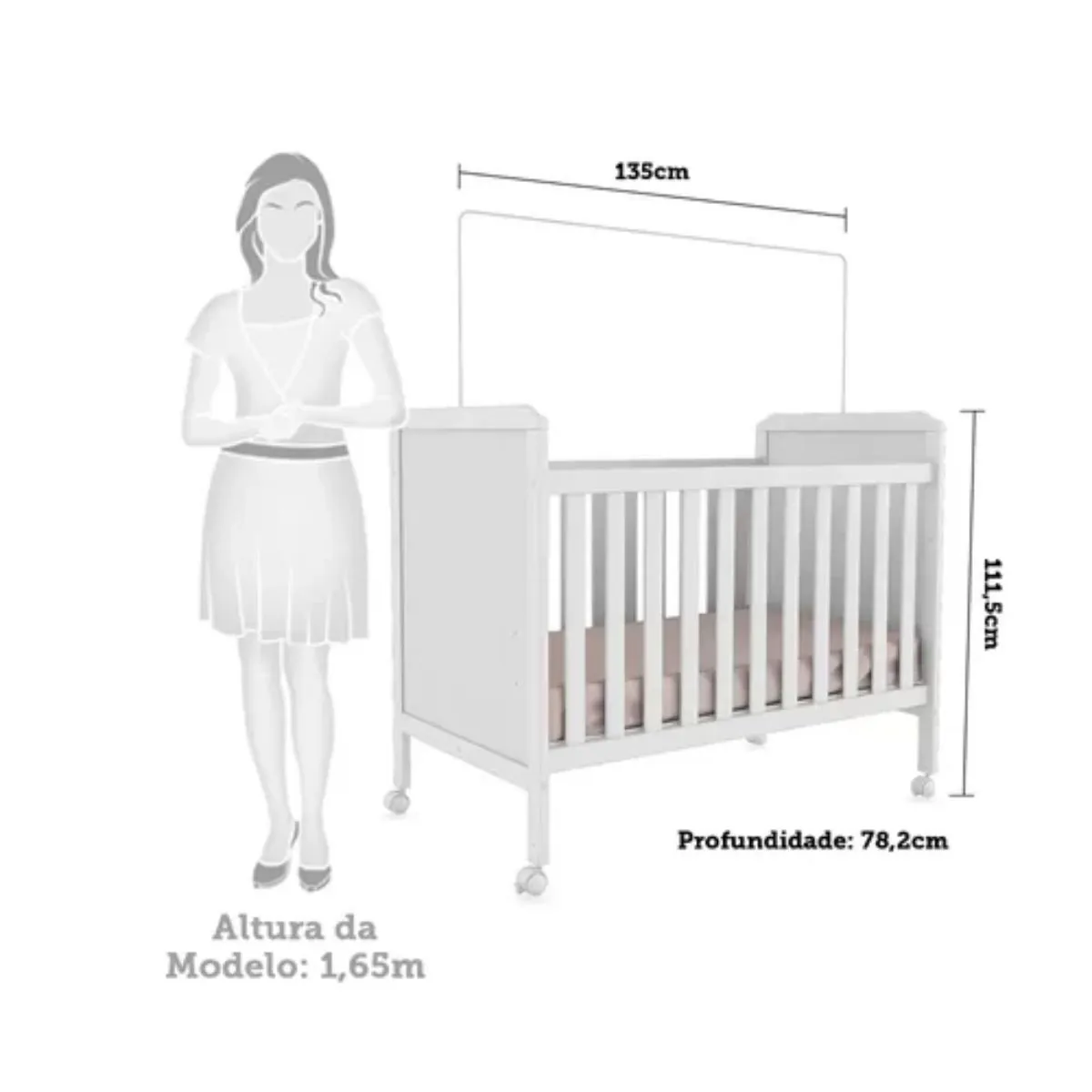 Berço Americano Cloe Mini Cama 2 em 1 Branco Brilho